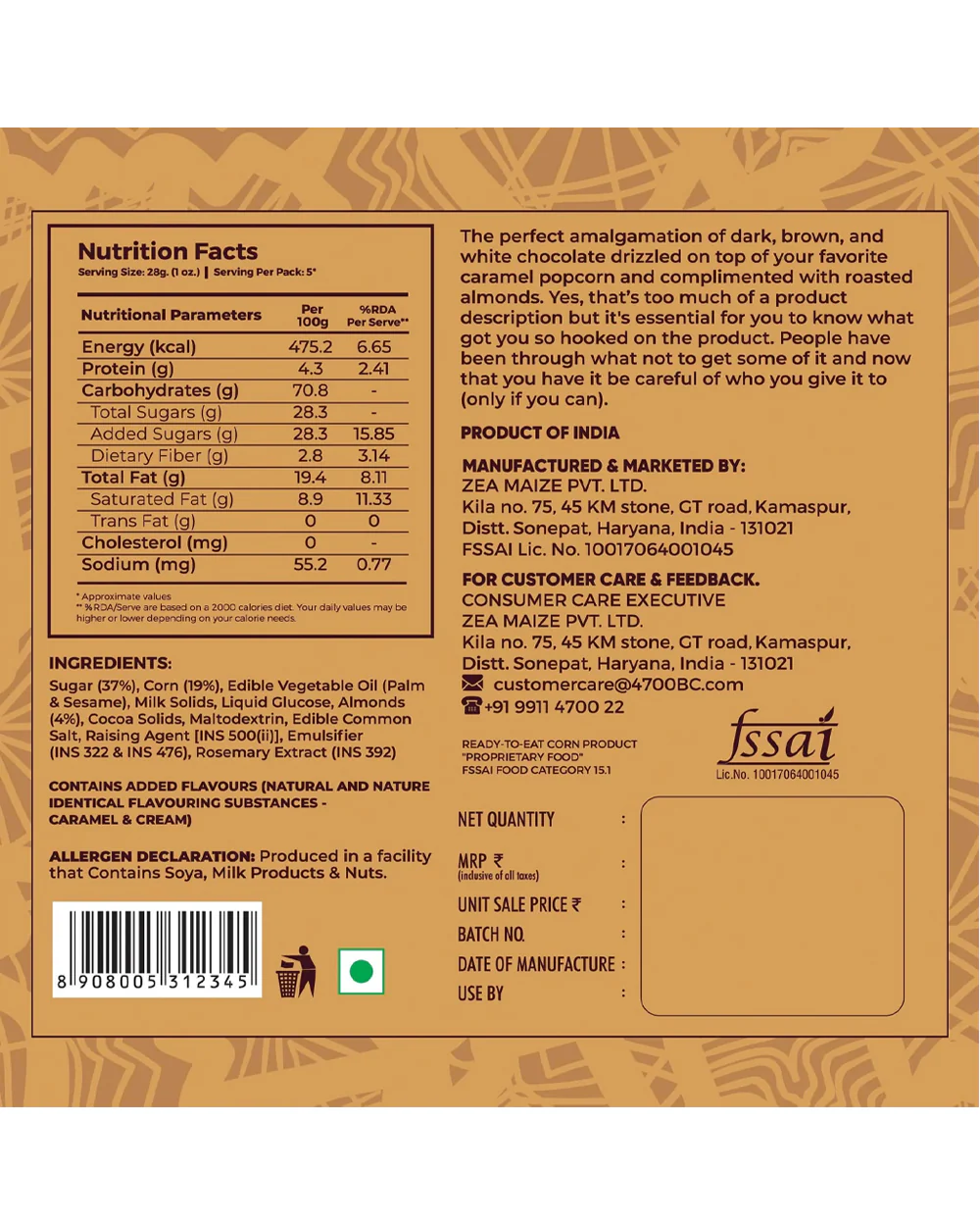 4700 BC Nutty Tuxedo Chocolate Popcorn (150g) - Image 4